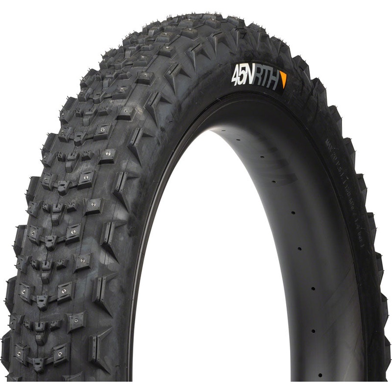 45NRTH Dillinger 4 Tire - 26 x 4.2 Tubeless Folding BLK 120 TPI 168 Large Concave Carbide Aluminum Studs