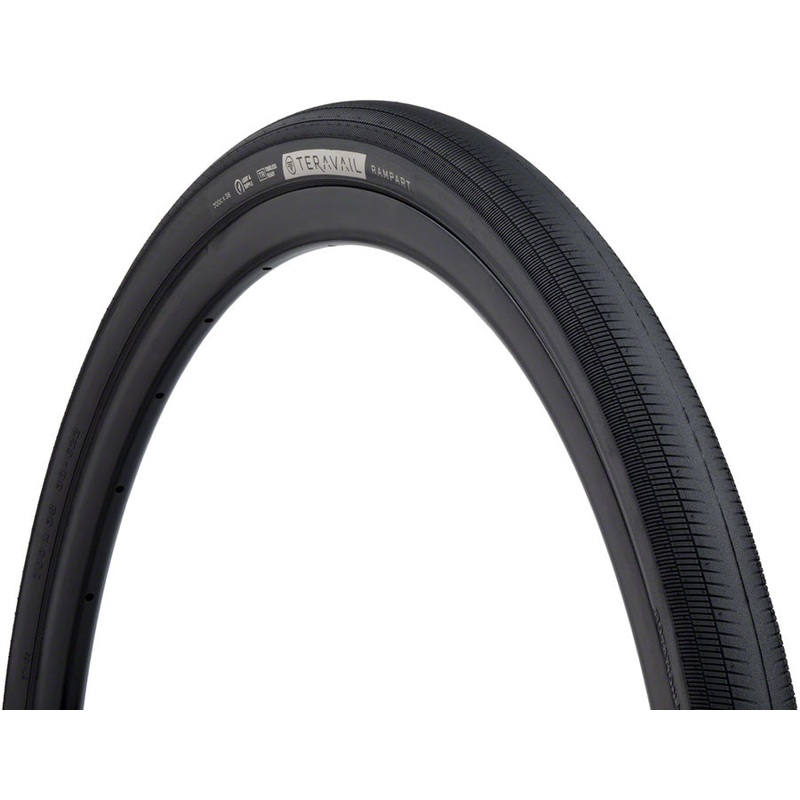 Teravail Rampart Tire - 700 x 38 Tubeless Folding BLK Durable Fast Compound
