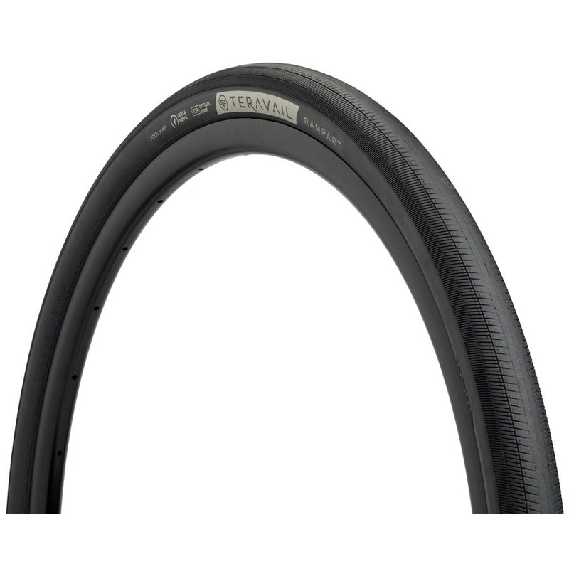 Teravail Rampart Tire - 700 x 42 Tubeless Folding BLK Durable Fast Compound