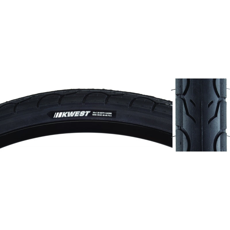 Kenda Kwest Tire - 26 x 1.5 Clincher Wire Black 60tpi