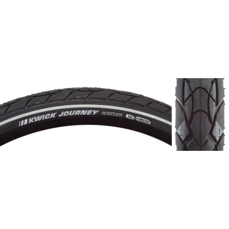 Kenda Kwick Journey Tire - 26 x 1.5 Clincher Wire Black/Reflective 60tpi KS