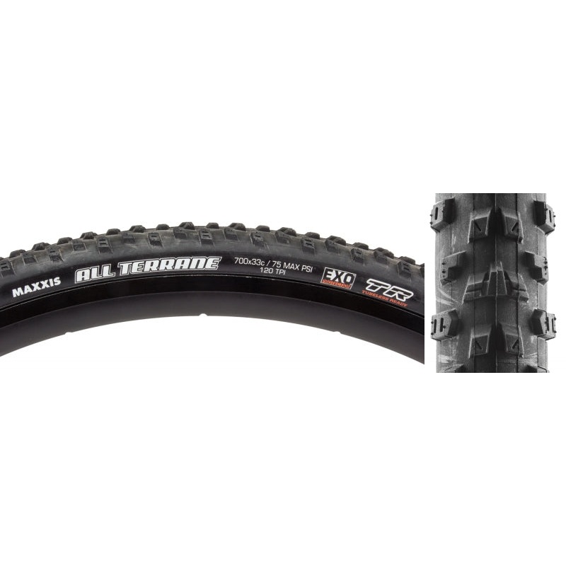 Maxxis All Terrane Tire - 700 x 33 Tubeless Folding Black Dual EXO 120tpi
