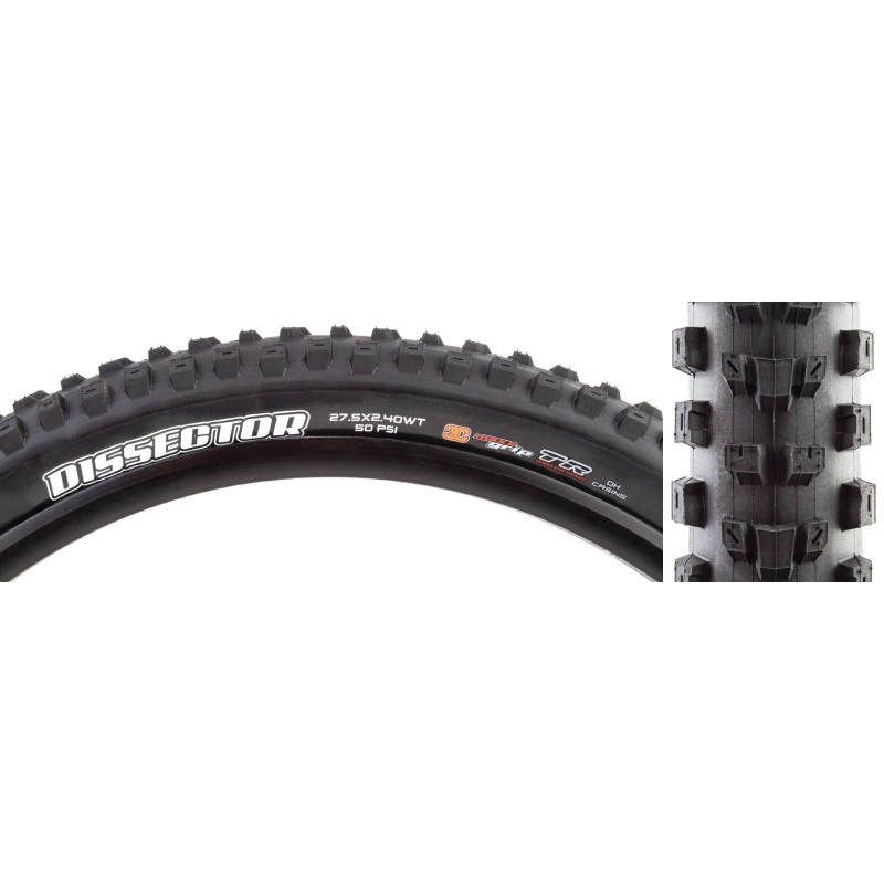 Maxxis Dissector Tire - 27.5 x 2.4 Tubeless Folding BLK 3C MaxxGrip DH Wide Trail
