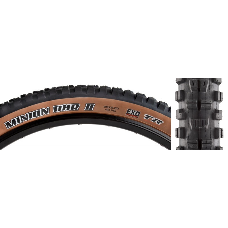 Maxxis Minion DHR II Tire - 27.5 x 2.4 Tubeless Folding BLK/Dark Tan Dual EXO Wide Trail