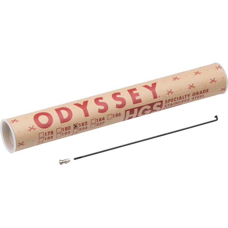 Odyssey HGS Spokes - Stainless Straight 14g 182mm BLK Box of 40 Includes Nipples