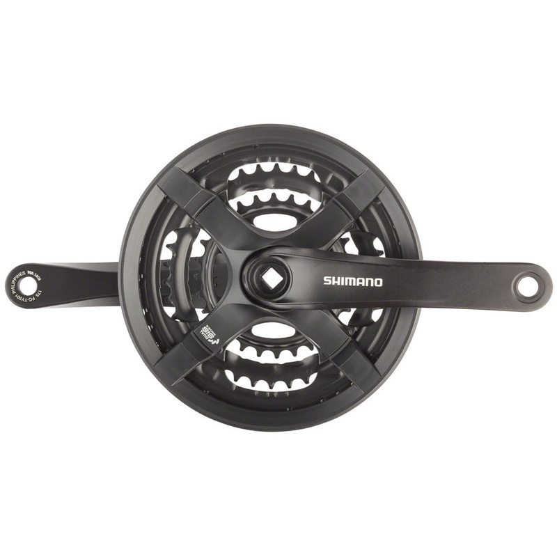 Shimano Tourney FC-TY501 Crankset - 170mm 6/7/8-Speed 42/34/24t Riveted Square Taper JIS Spindle Interface BLK