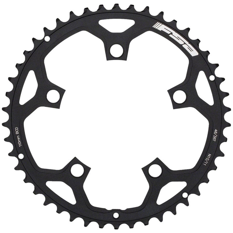 Full Speed Ahead Tempo Pro Road Chainring - 46t 110mm BCD 5-Bolt Steel 8/9/10/11-Speed BLK