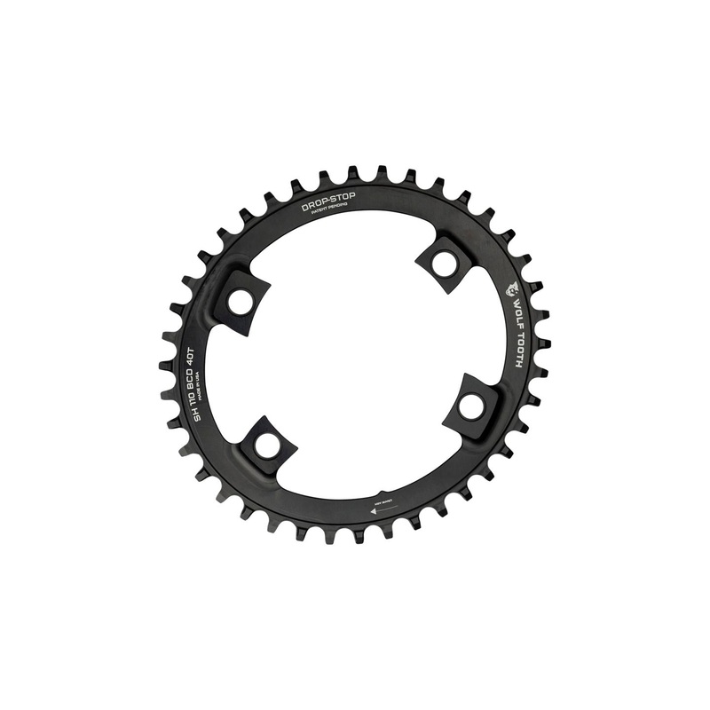 Wolf Tooth Elliptical Shimano 110 Asymmetric BCD Chainring - 40t 110 Asymmetric BCD 4-Bolt Drop-Stop For Shimano Cranks BLK