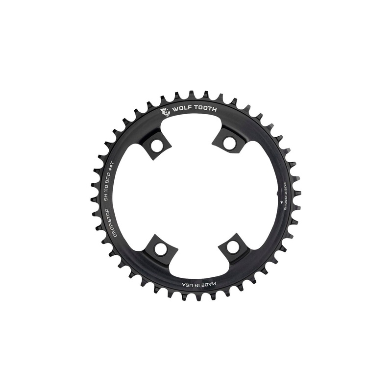 Wolf Tooth Shimano 110 Asymmetric BCD Chainring - 42t 110 Asymmetric BCD 4-Bolt Drop-Stop For Shimano Cranks BLK