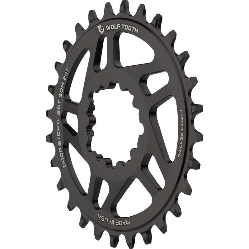 Wolf Tooth Direct Mount Chainring - 28t SRAM Direct Mount Drop-Stop B For SRAM 3-Bolt Boost Cranks 3mm Offset BLK
