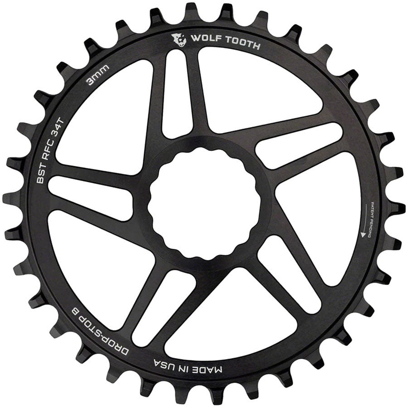 Wolf Tooth Direct Mount Chainring - 34t RaceFace/Easton CINCH Direct Mount Drop-Stop B For Boost Cranks 3mm Offset BLK