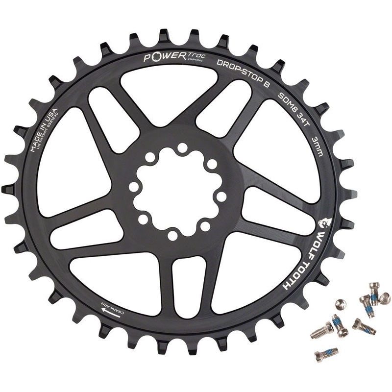 Wolf Tooth Elliptical Direct Mount Chainring - 34t SRAM Direct Mount Drop-Stop B For SRAM 8-Bolt Cranksets 3mm Offset BLK