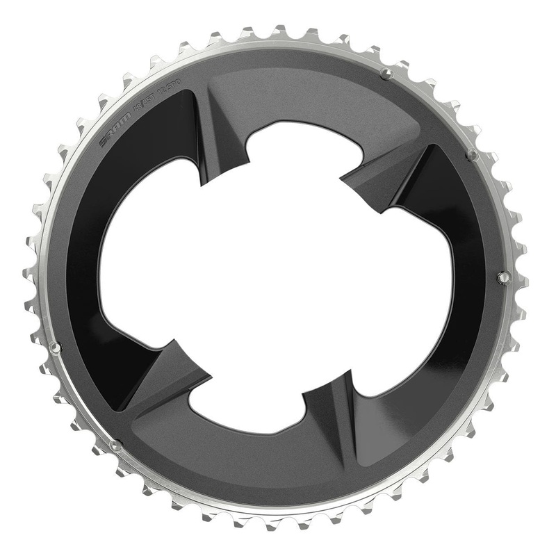 Sram Rival Axs Chain Ring Road 107Bbd 2X12 Black With Cover Plate: Black 48T